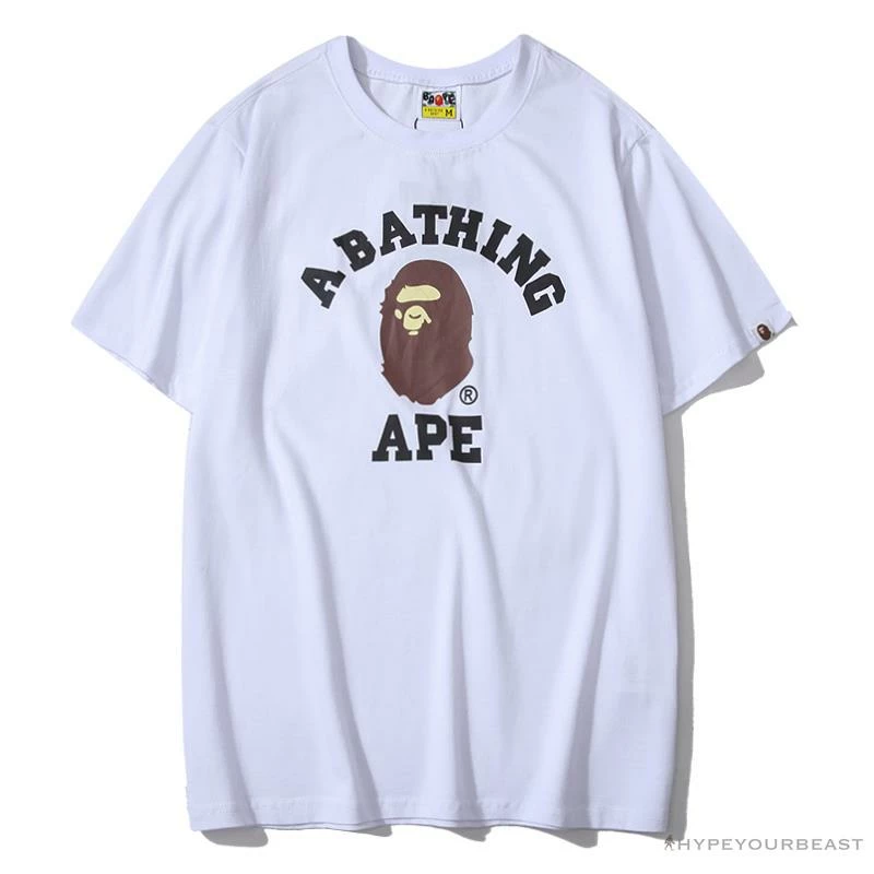 BAPE Classic Basic Ape Man Head English LOGO Tee Shirt ‘WHITE’