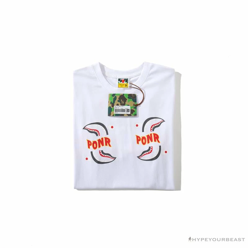 Clothes BAPE Shark Head PONR Tee Shirt ‘WHITE’
