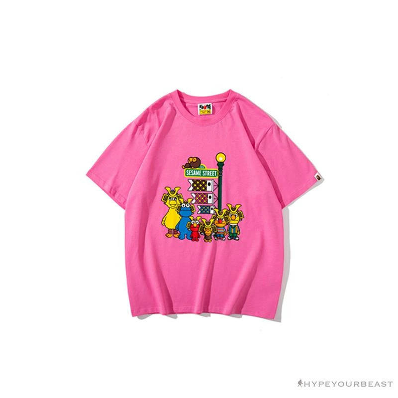 Clothes BAPE Baby Milo Sesame Street Carp Streamer Tee Shirt ‘PINK’