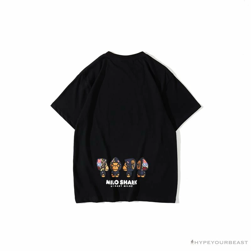 BAPE Baby Milo Blue Shark Hat Little Monkey Tee Shirt ‘BLACK’ Clothes