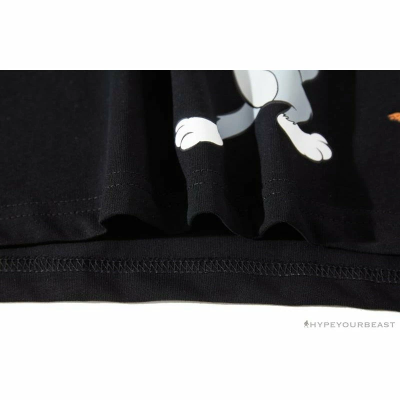 Clothes BAPE Little Ape Head Tom And Jerry Chase Tee Shirt ‘BLACK’