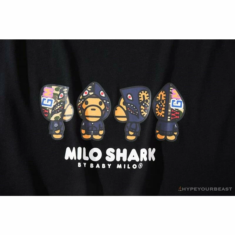 BAPE Baby Milo Blue Shark Hat Little Monkey Tee Shirt ‘BLACK’ Clothes