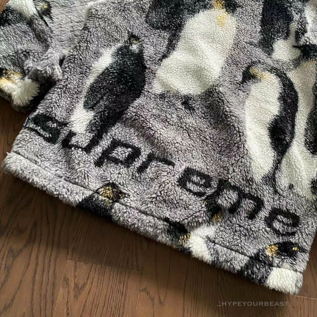 hypeyourbeast S*p*e penguins hooded fleece jacket black hoodies & jackets