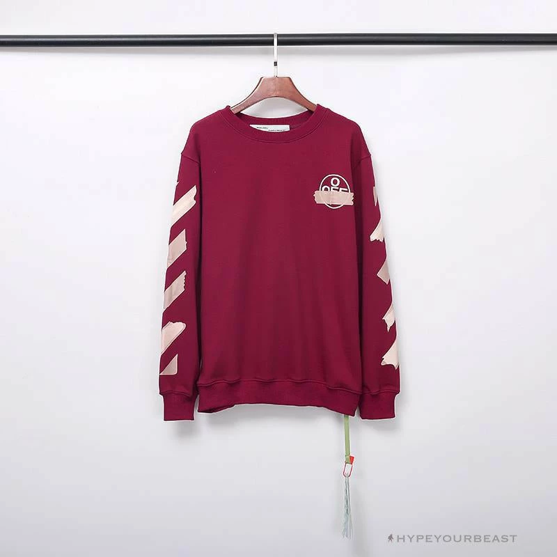 OFF-WHITE Rubber Strip Arrow Hoodie ‘WINE RED’