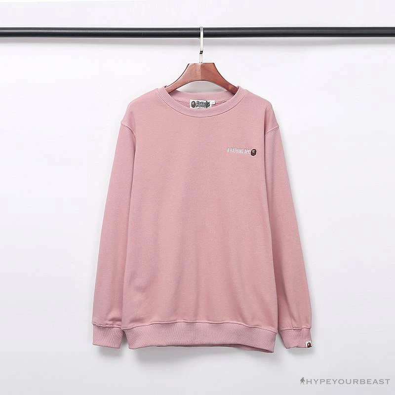 BAPE Behind The Great Ape-Man Head Long Sleeve Shirt ‘PINK’ Clothes