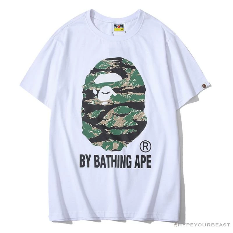 BAPE Tiger Pattern Camouflage Ape Initials Tee Shirt ‘WHITE’ Clothes