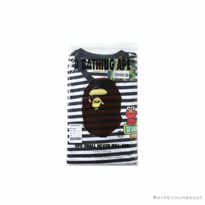 Clothes BAPE Baby Milo Sesame Street Striped Tee Shirt ‘BLACK’