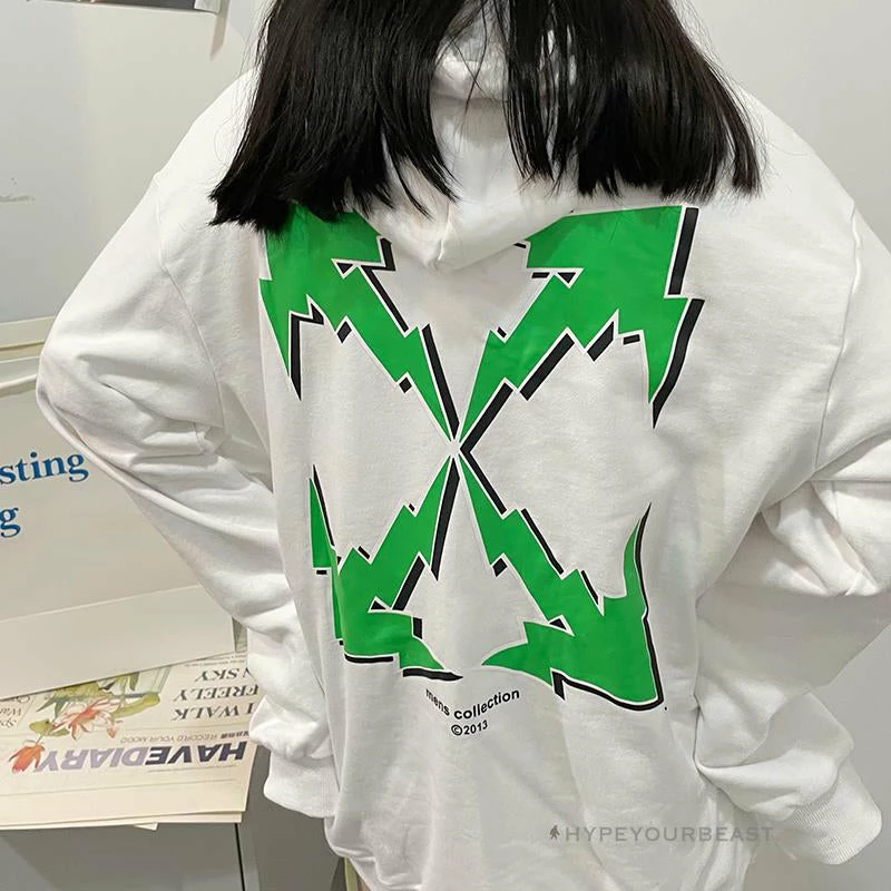 HypeYourBeast Off-White Green Hoodie – White Hoodies & Jackets