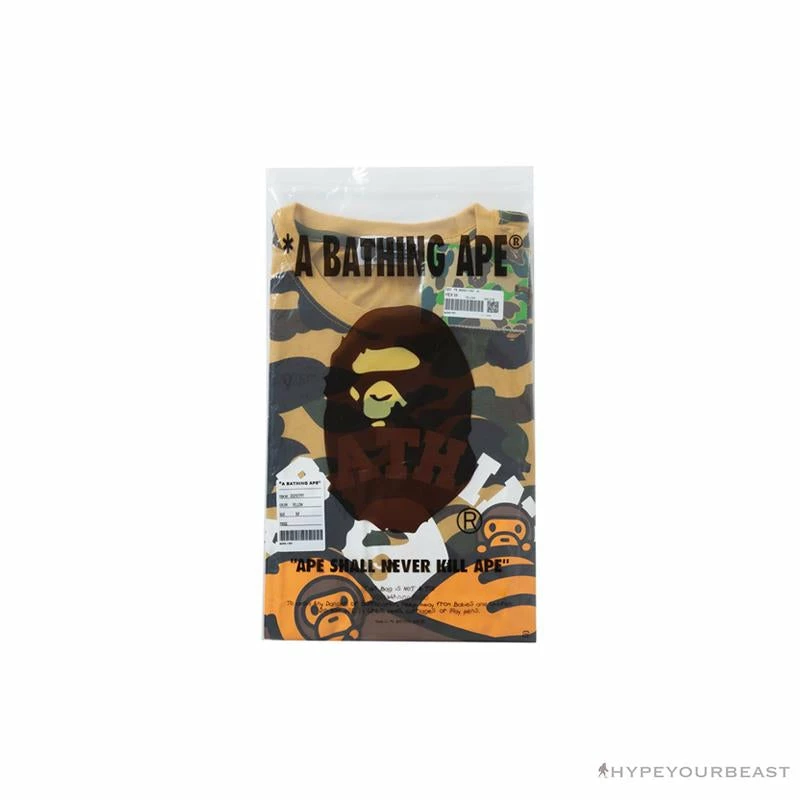 Clothes BAPE KIDS Elbow Hug Gorilla Camouflage Tee Shirt ‘YELLOW’
