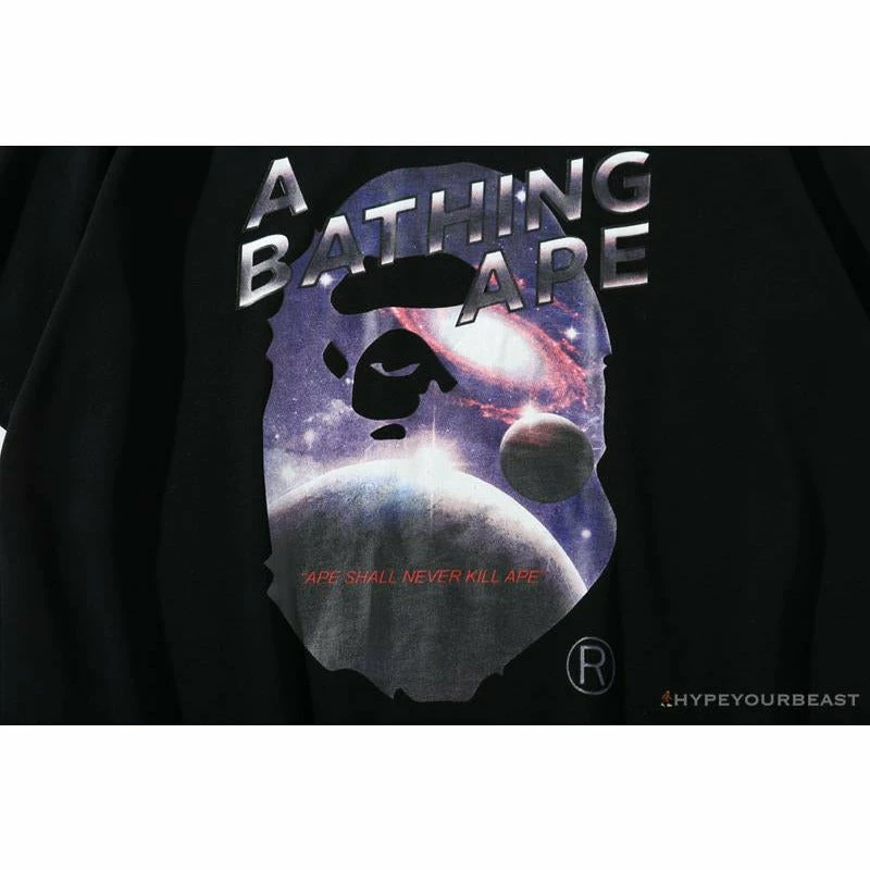 Clothes BAPE Universe Solar System Ape Man Head Tee Shirt ‘BLACK’