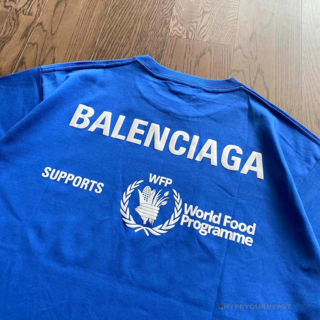 bcg S*pport word food programme tee shirt blue