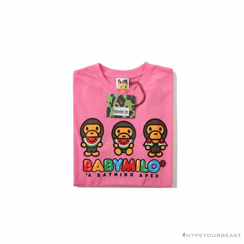 Clothes BAPE Baby Milo Watermelon Little Monkey Tee Shirt ‘PINK’