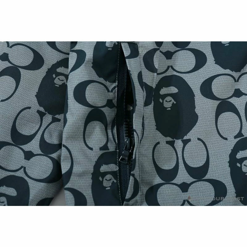 BAPE X COACH Co-Branded Grey-Blue Hoodie