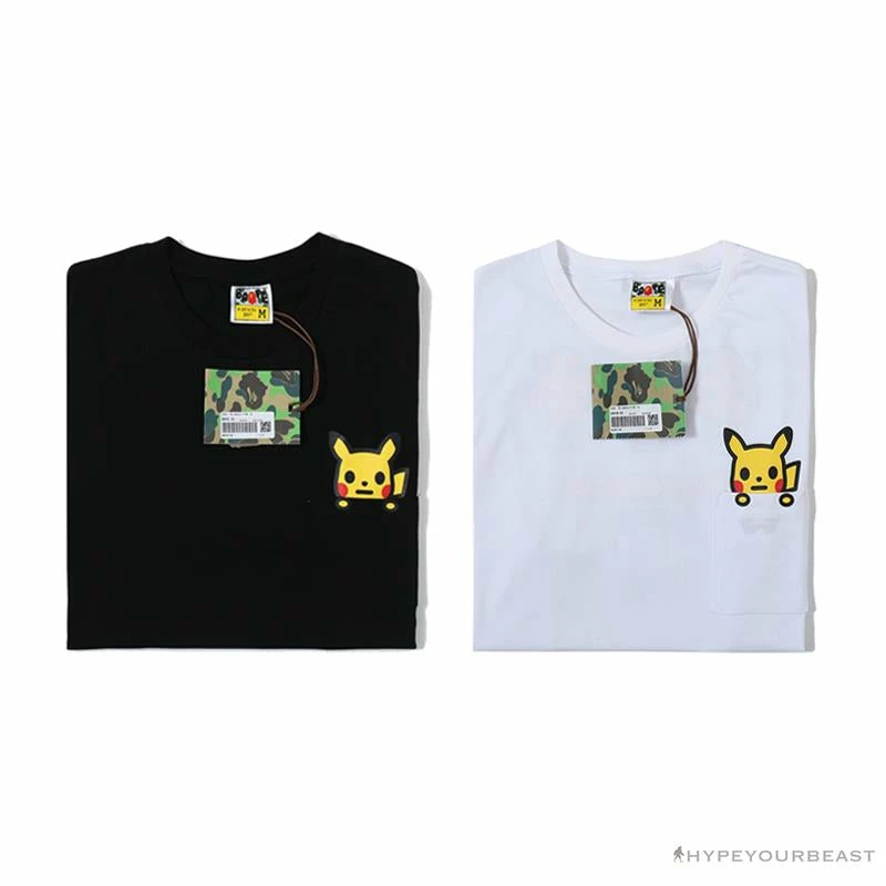 Clothes BAPE Baby Milo Pocket Pikachu Tee Shirt ‘WHITE’