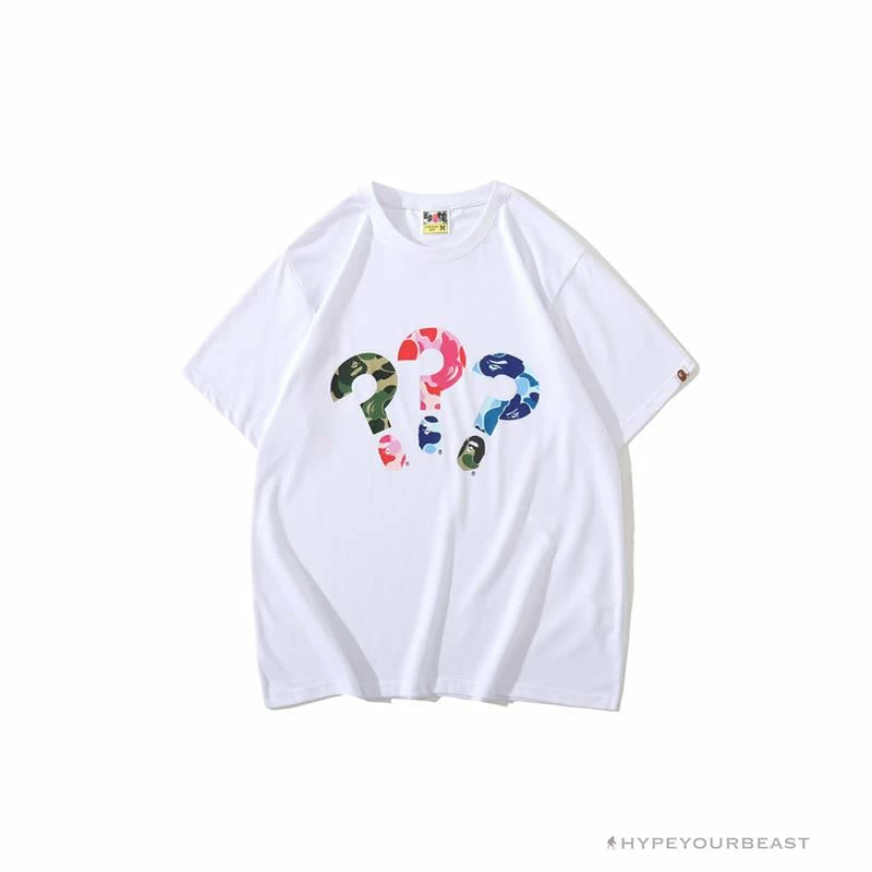 BAPE Camouflage Three-Color Question Mark Tee Shirt ‘WHITE’