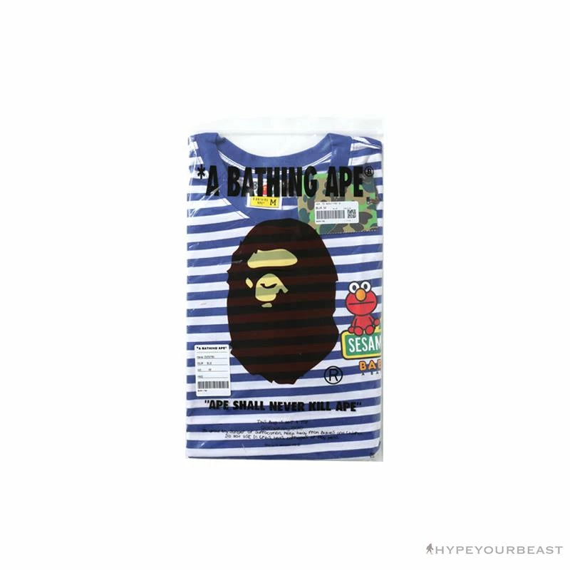 Clothes BAPE Baby Milo Sesame Street Striped Tee Shirt ‘BLUE’