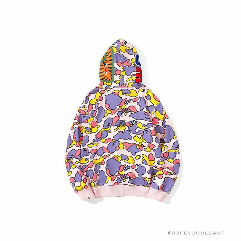 BAPE Shark Head STA Star Camouflage Hoodie ‘PINK’