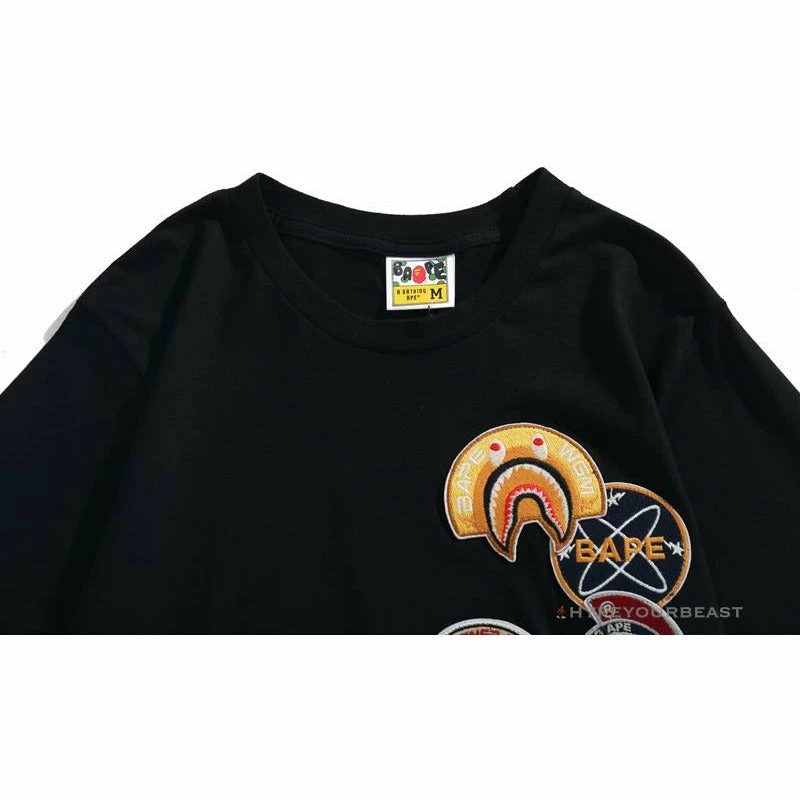Clothes BAPE Shark Head Crazy Patch Tee Shirt