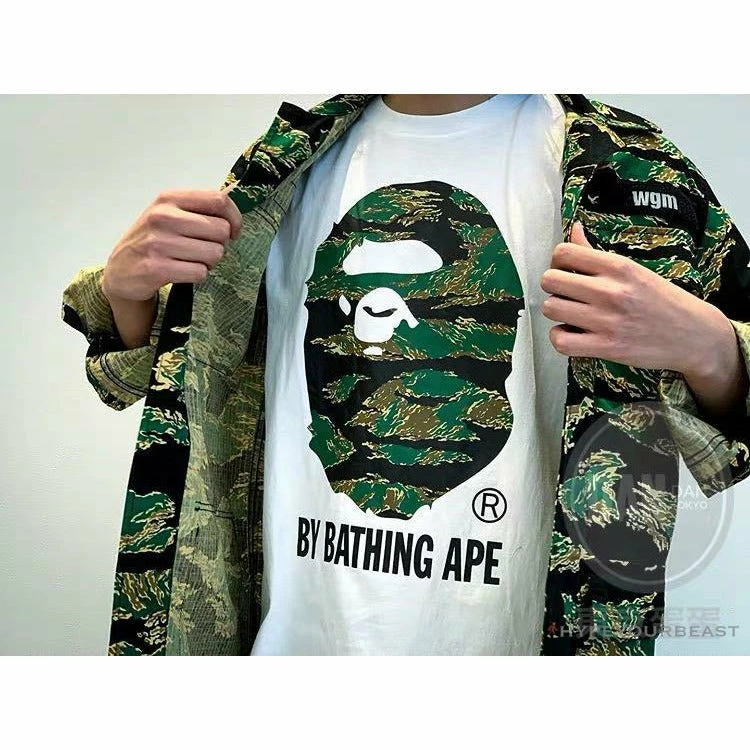BAPE Tiger Pattern Camouflage Ape Initials Tee Shirt ‘WHITE’ Clothes