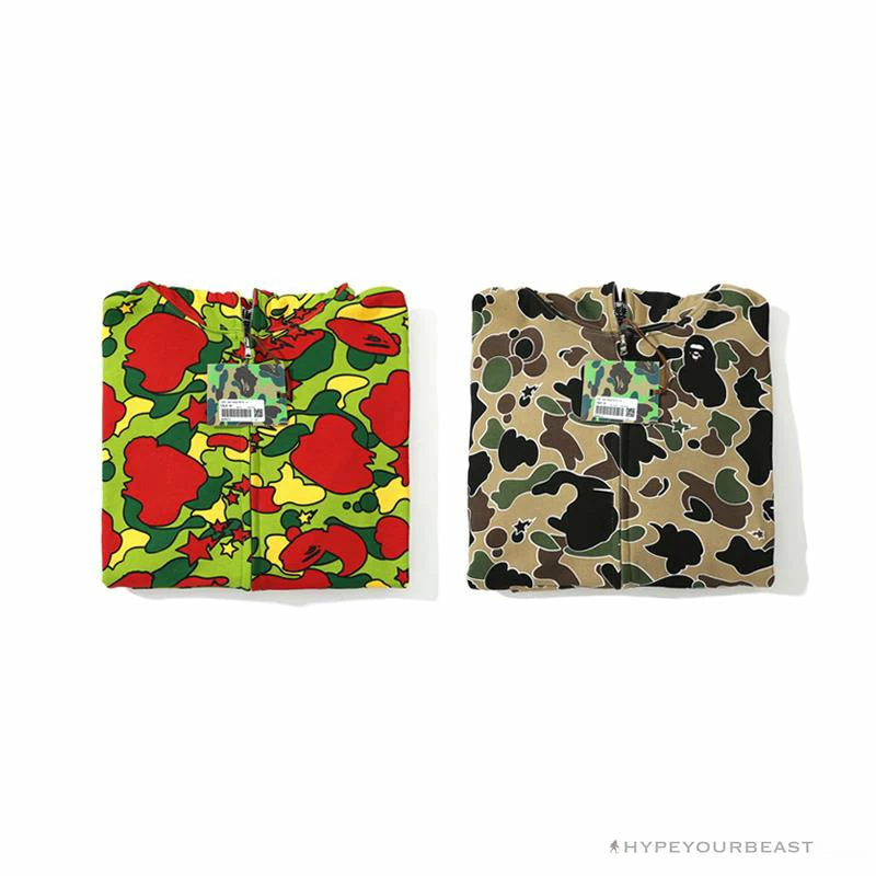 BAPE Shark Head STA Star Camouflage Hoodie ‘YELLOW’ Clothes