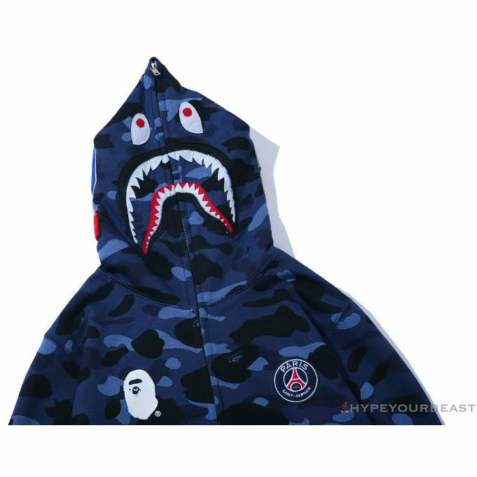BAPE X PSG Paris Saint-Germain Camouflage Blue Hoodie Clothes