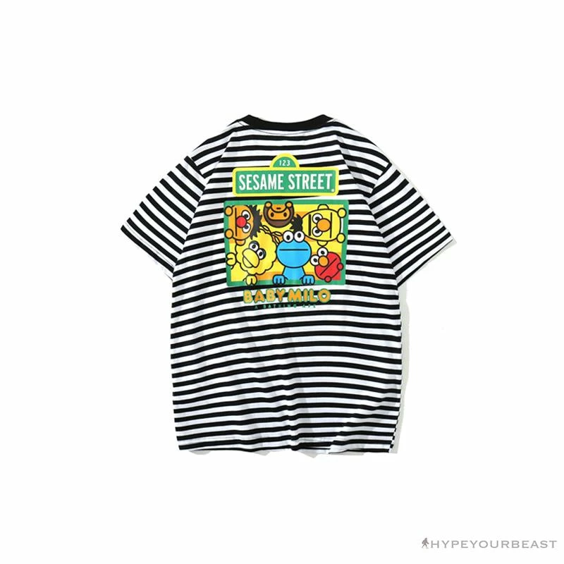 Clothes BAPE Baby Milo Sesame Street Striped Tee Shirt ‘BLACK’