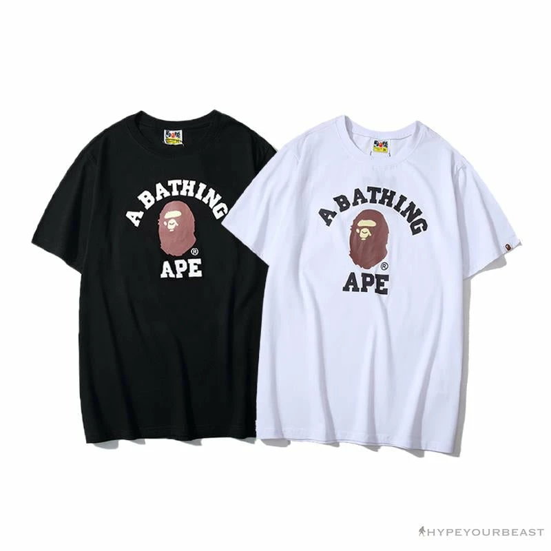 BAPE Classic Basic Ape Man Head English LOGO Tee Shirt ‘WHITE’