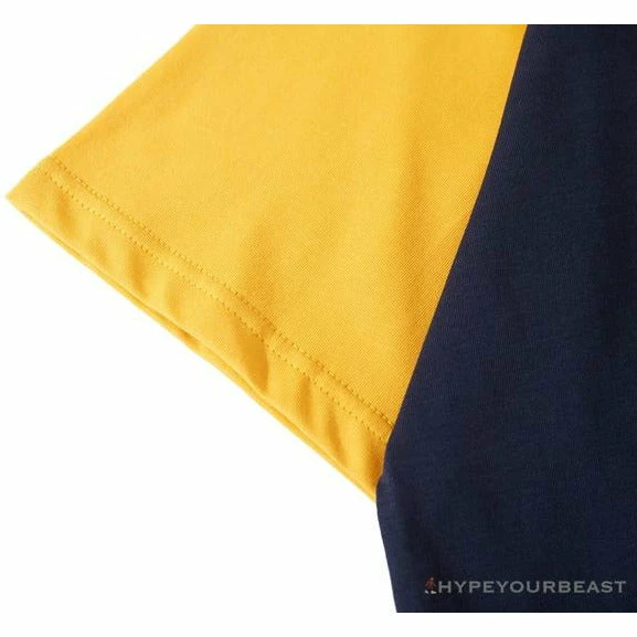 Clothes BAPE Japanese Ninja Ape Man Raglan Sleeve Color Block Tee Shirt ‘YELLOW’