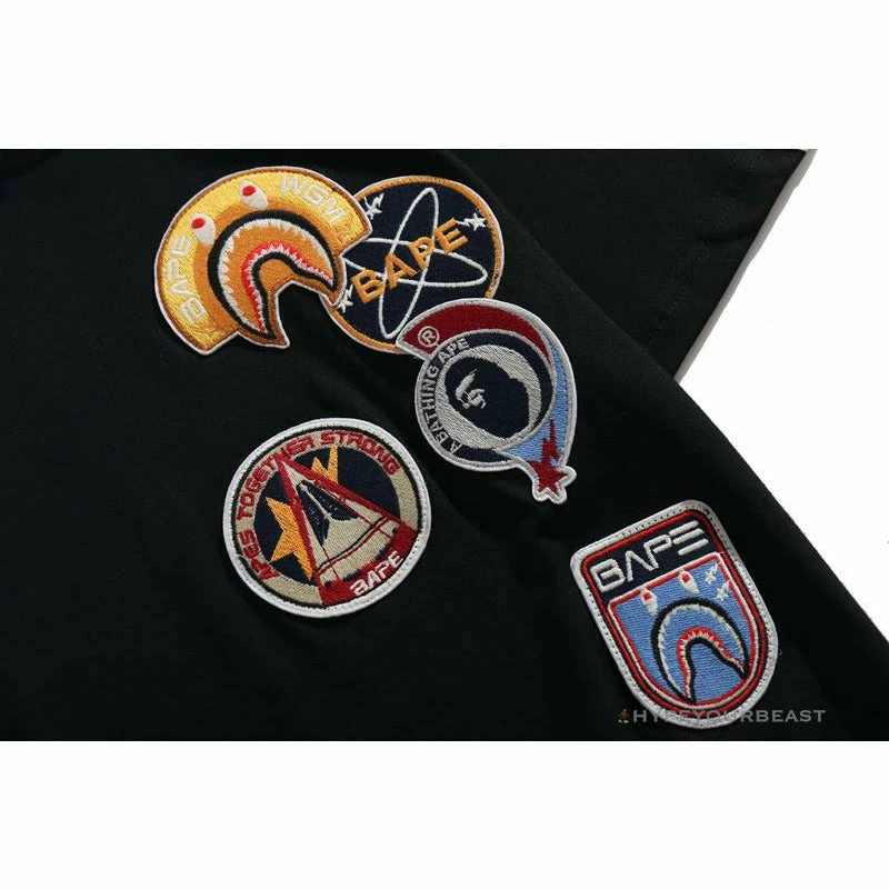 Clothes BAPE Shark Head Crazy Patch Tee Shirt