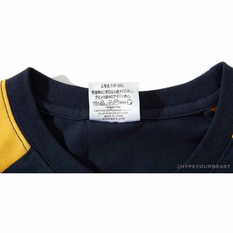Clothes BAPE Japanese Ninja Ape Man Raglan Sleeve Color Block Tee Shirt ‘YELLOW’