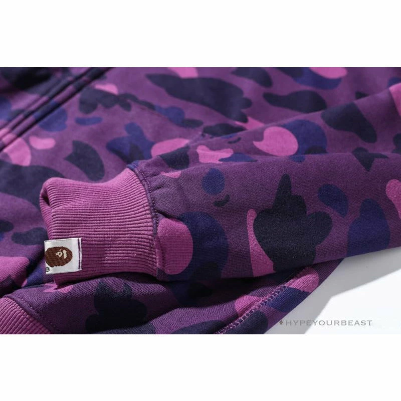BAPE Shark Head Classic Embroidered Camouflage Zip-Up Hoodie ‘PURPLE’ Clothes