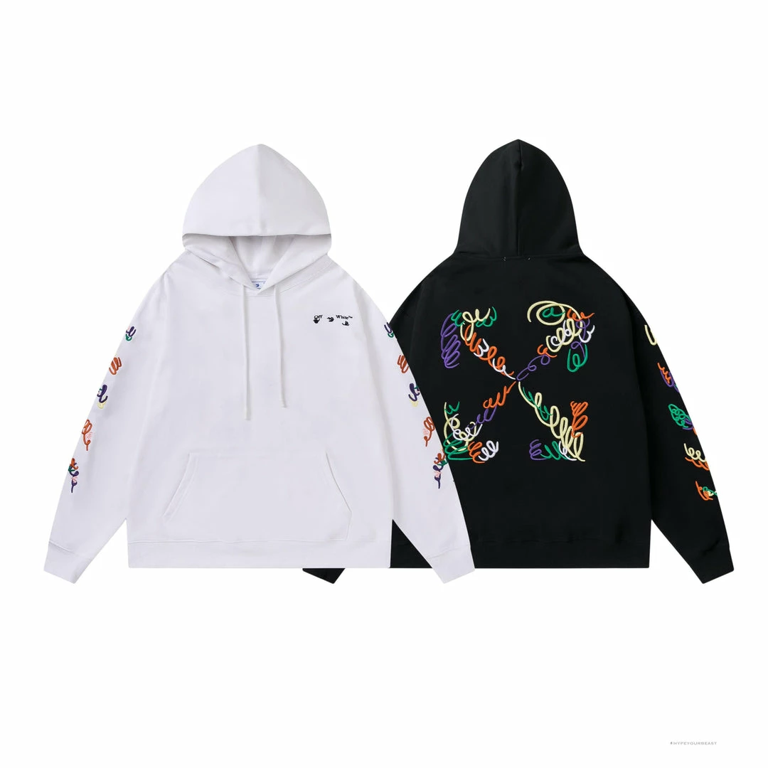 HypeYourBeast Off White Hoodie Embroidered White
