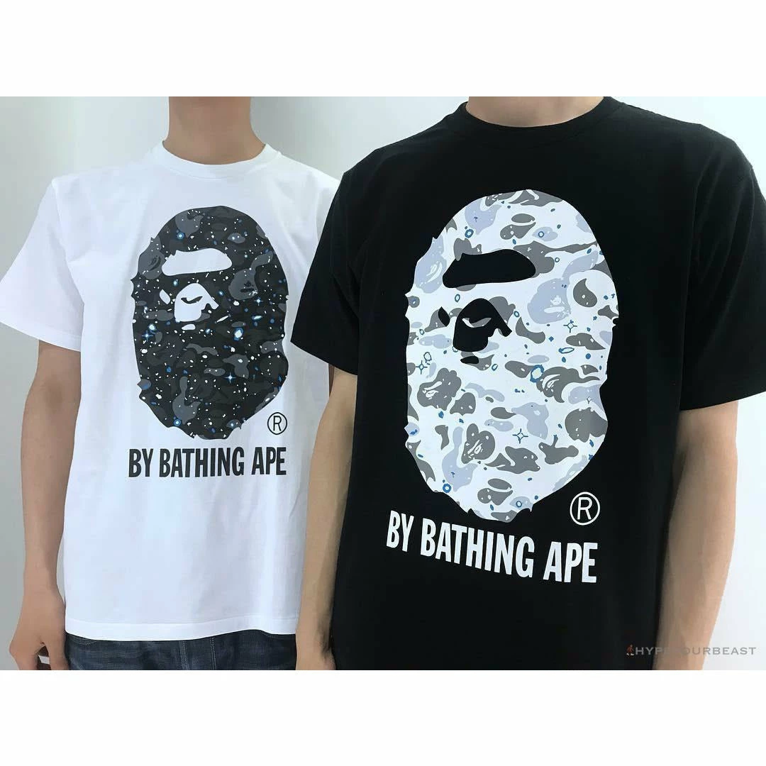 BAPE Starry Sky Camouflage Luminous Great Ape Man Head Tee Shirt ‘WHITE’