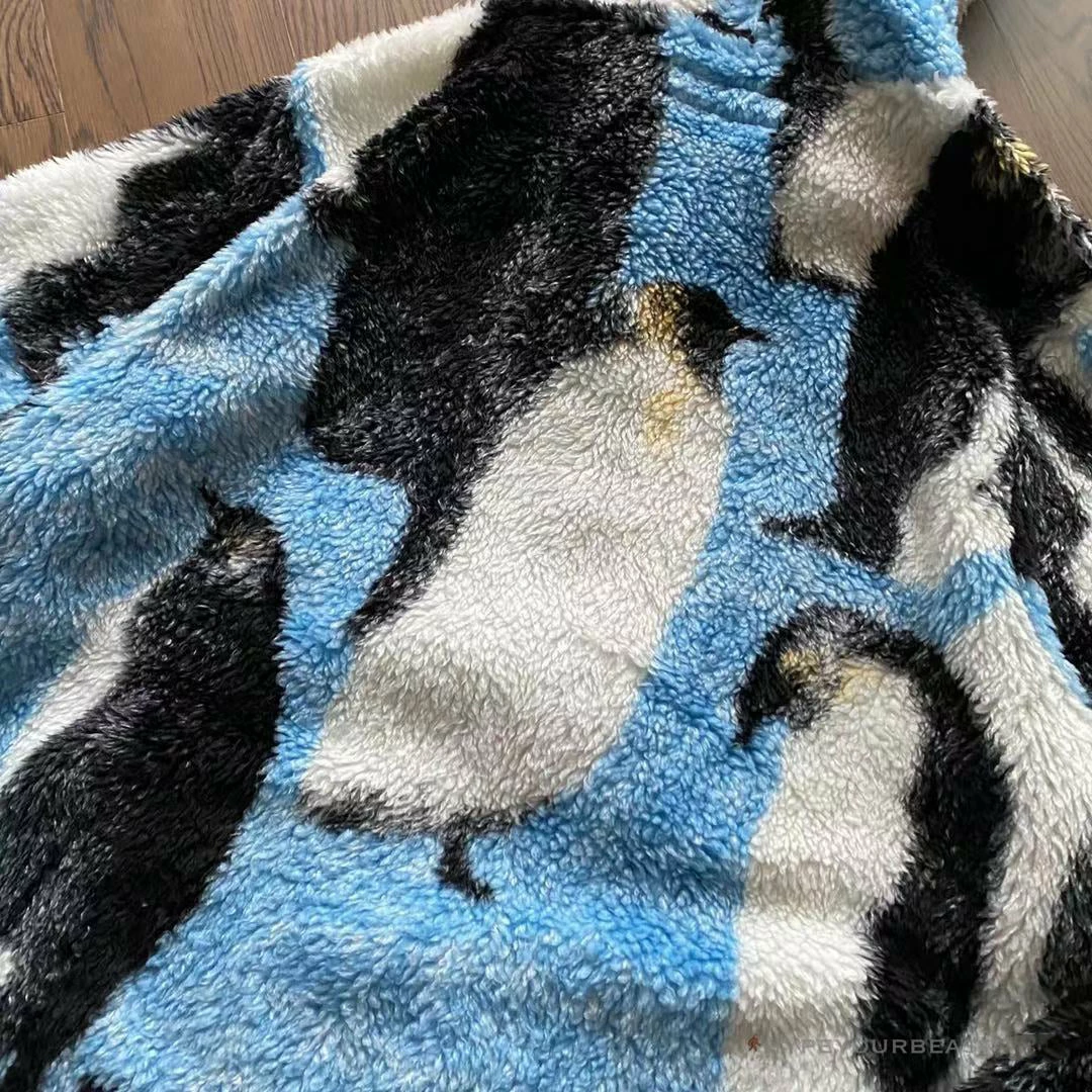 hypeyourbeast S*p*e penguins hooded fleece jacket blue hoodies & jackets