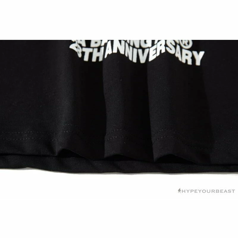 BAPE Ape Man Head 28th Anniversary Camouflage Color Block Tee Shirt ‘BLACK’ Clothes
