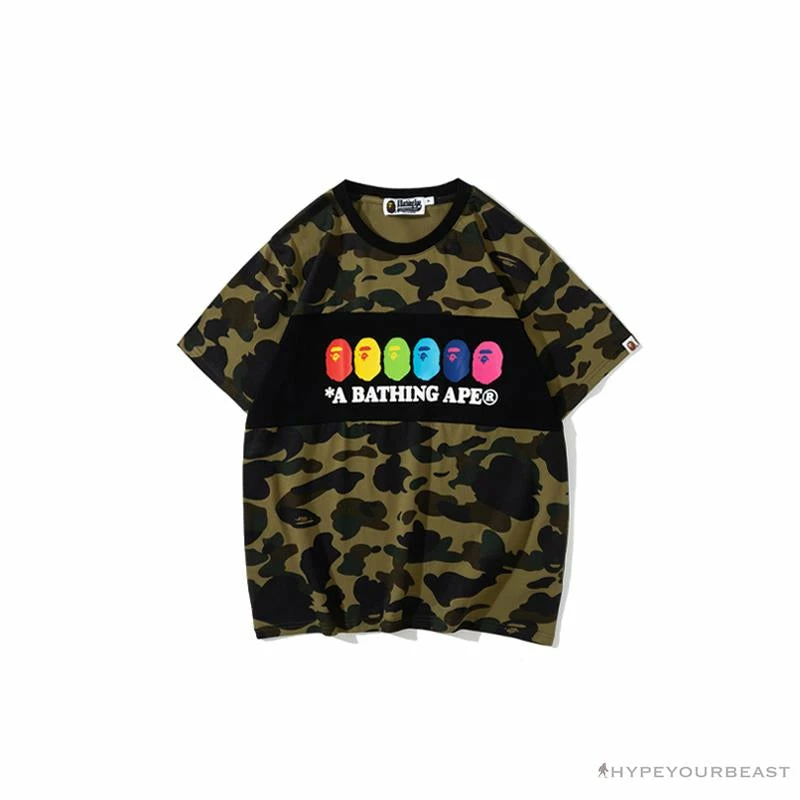 BAPE KIDS Color Ape Head Camouflage Tee Shirt ‘GREEN’ Clothes