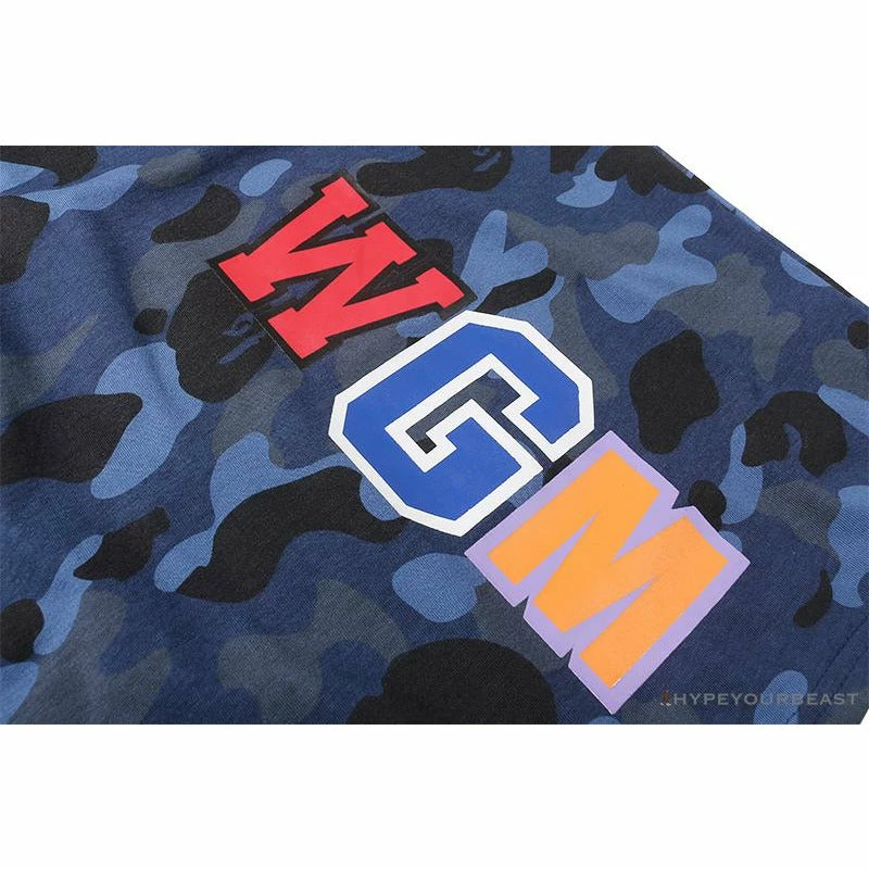 BAPE Camouflage Shark Head Classic Cotton Short Sleeve Tee Shirt ‘BLUE’ Clothes