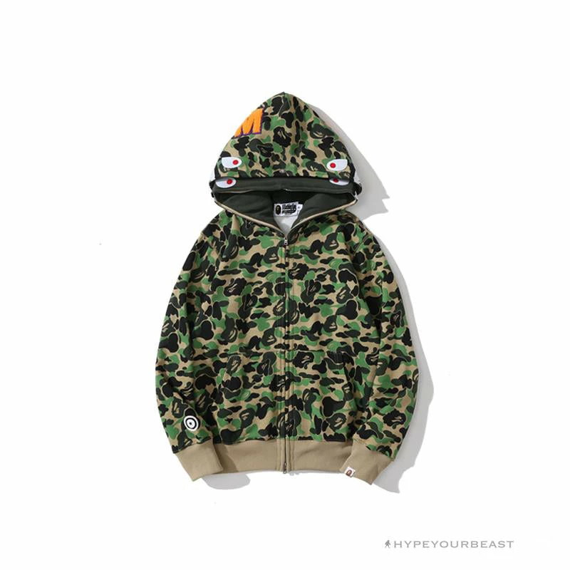 HypeYourBeast BAPE Camo Hoodie Shark Head ‘GREEN’