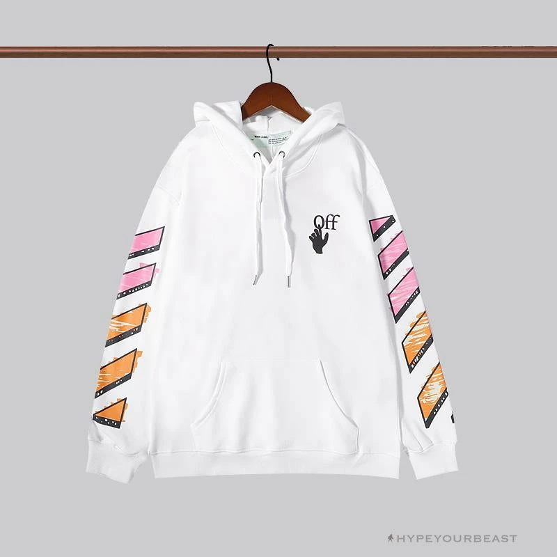 Hoodies & Jackets OFF-WHITE Pink Orange Arrow Hoodie ‘WHITE’