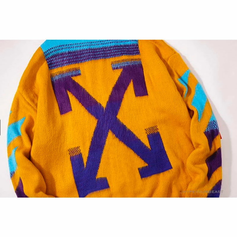 OFF-WHITE Mohair Zip Sweater Hoodie ‘Yellow’