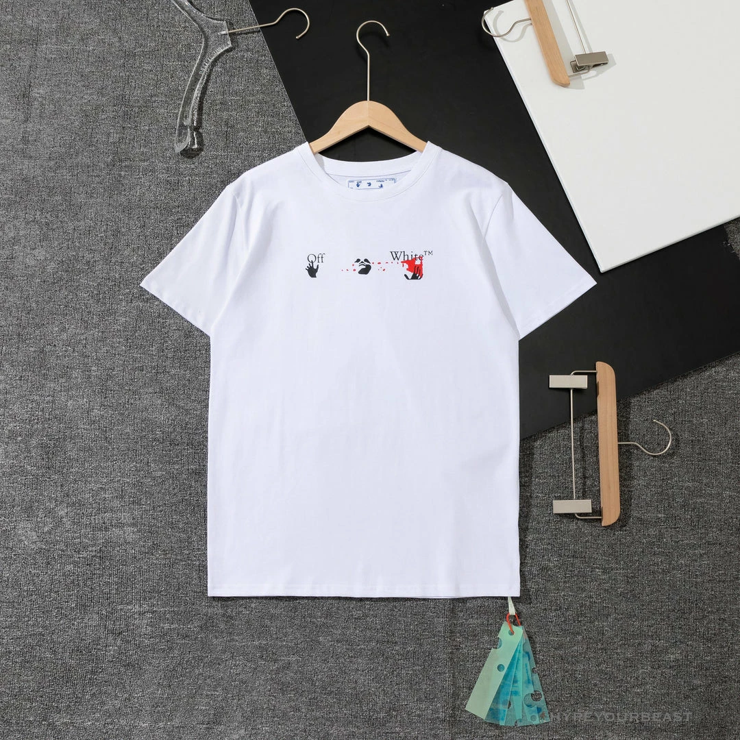 OFF-WHITE Acrylic Hand-Painted Graffiti Pattern Tee Shirt ‘WHITE’