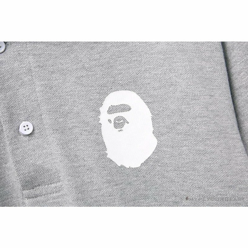 BAPE Classic Ape Head Print Versatile Polo Shirt ‘GREY’