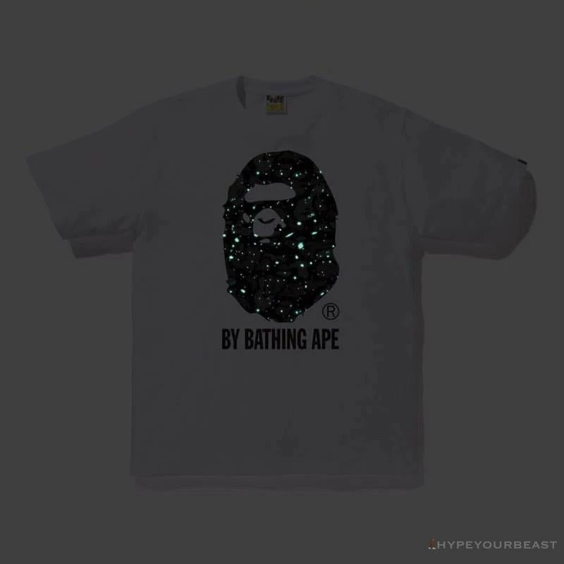BAPE Starry Sky Camouflage Luminous Great Ape Man Head Tee Shirt ‘WHITE’