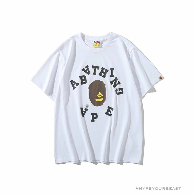 BAPE Messy Letters Upside Down Little Ape Head Tee Shirt ‘WHITE’