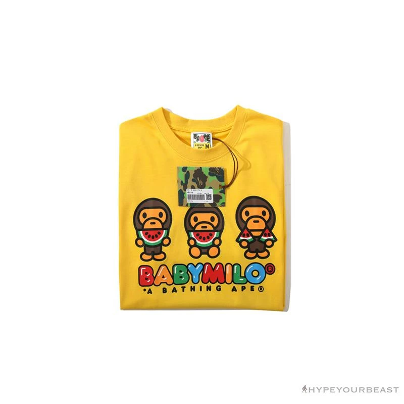 BAPE Baby Milo Watermelon Little Monkey Tee Shirt ‘YELLOW’ Clothes
