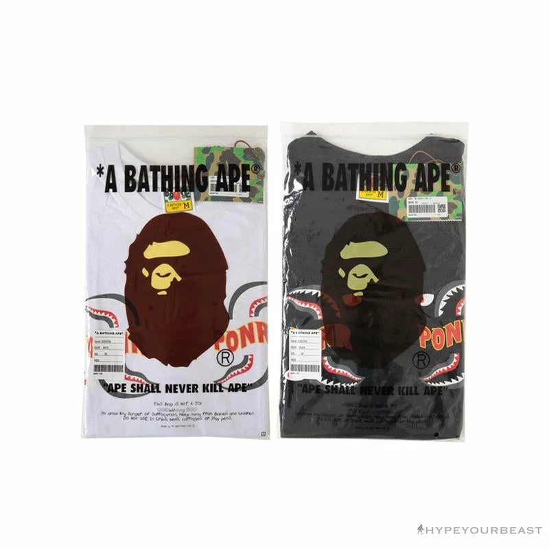 Clothes BAPE Shark Head PONR Tee Shirt ‘WHITE’