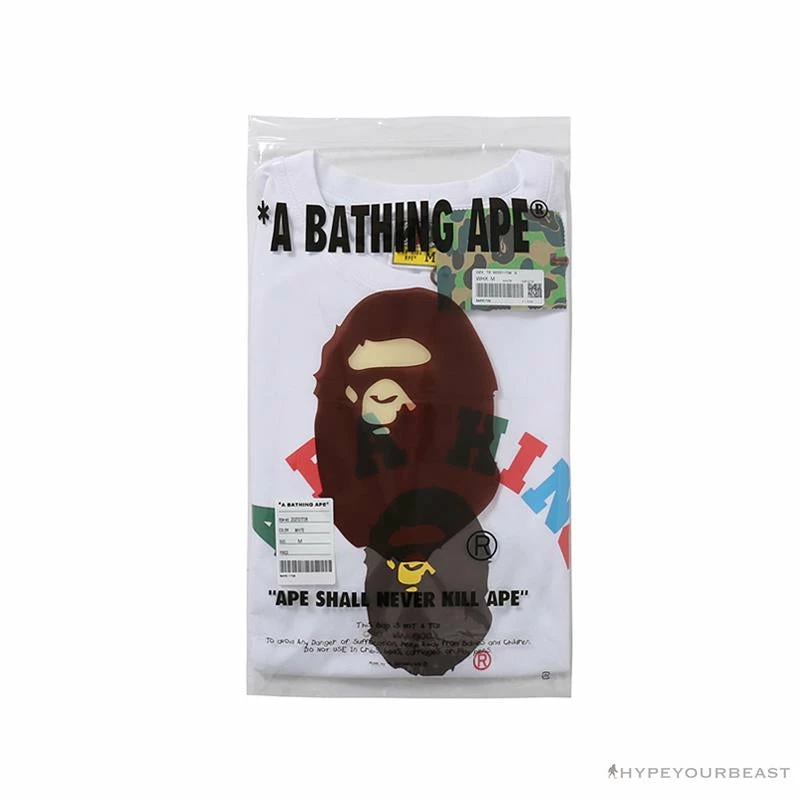 Clothes BAPE Little Ape Head Colorful Classic Tee Shirt ‘WHITE’