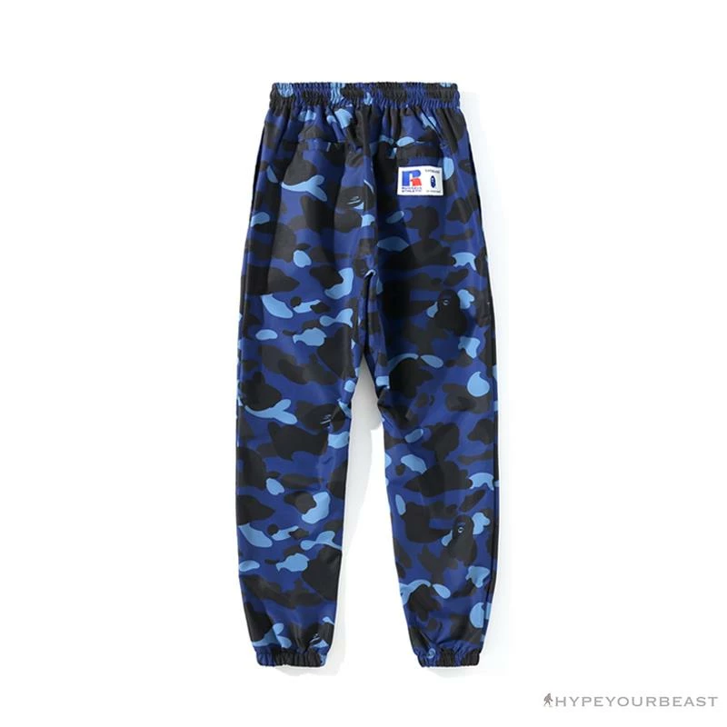 Clothes BAPE X RUSSELL ATHLETIC Drawstring Camouflage Pants ‘BLUE’