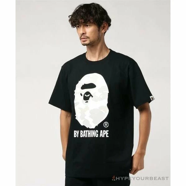 BAPE Luminous Spots Camouflage Great Ape Man White Head Cotton Short Sleeve Tee Shirt ‘BLACK’ Clothes