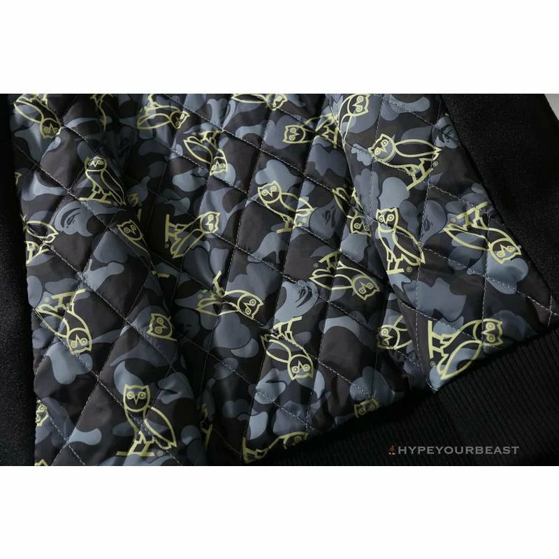 BAPE OVO Patchwork Baseball Owl Jacket Clothes